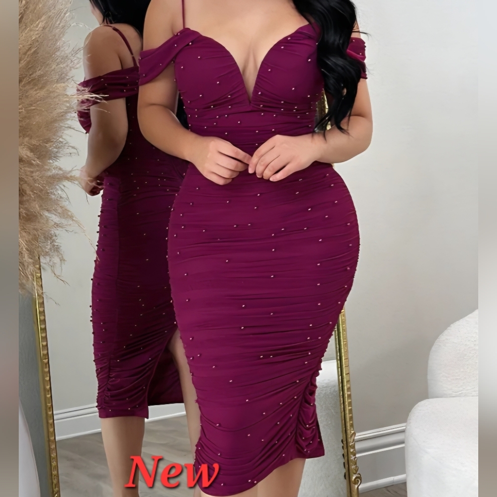 Elegant Burgundy Beaded Dress